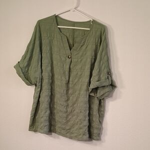 SHEIN Sage Green Textured Blouse